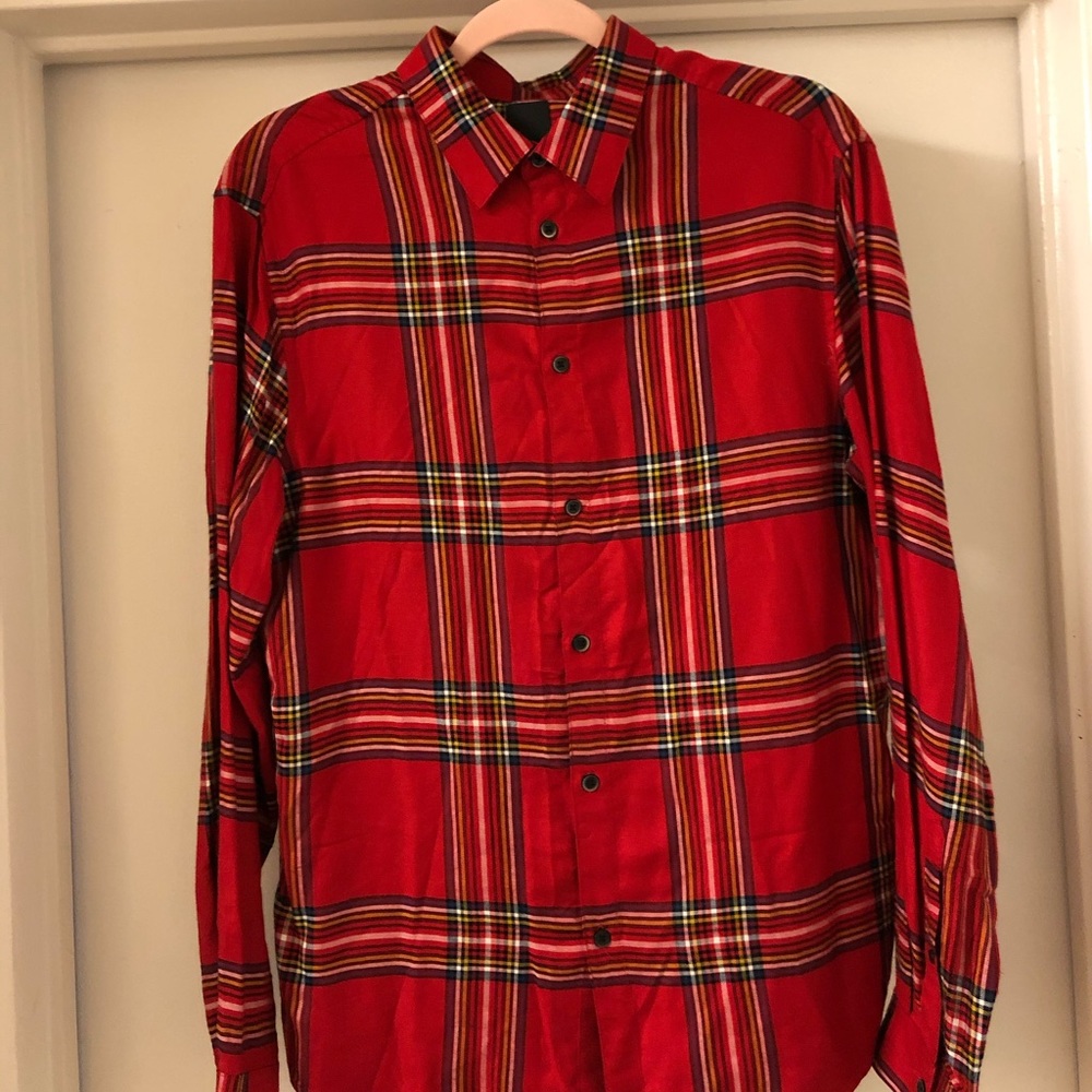 H&M plaid long sleeve collar shirt